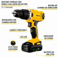 TALADRO  INALAMBRICO  1/2", 20V, PRETUL