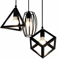 Lámpara Vintage Triangulo-Cubo-Ovalada Colgante Sin Bombillo