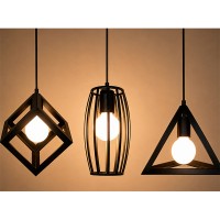 Lámpara Vintage Triangulo-Cubo-Ovalada Colgante Sin Bombillo