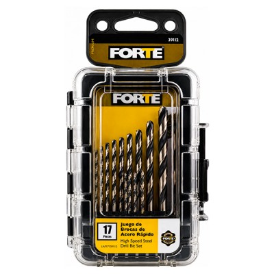 Juego 17 Brocas HSS Con Estuche 1/16-3/8 Forte